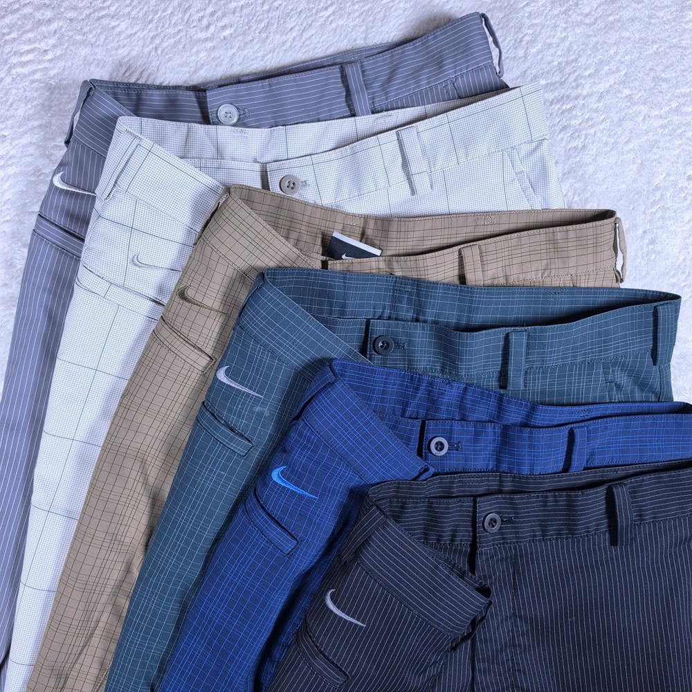 6 Pack! Nike Dri-FIT 335936-065 Mens 34x34 Pinstripe Plaid Stretch Golf Pants